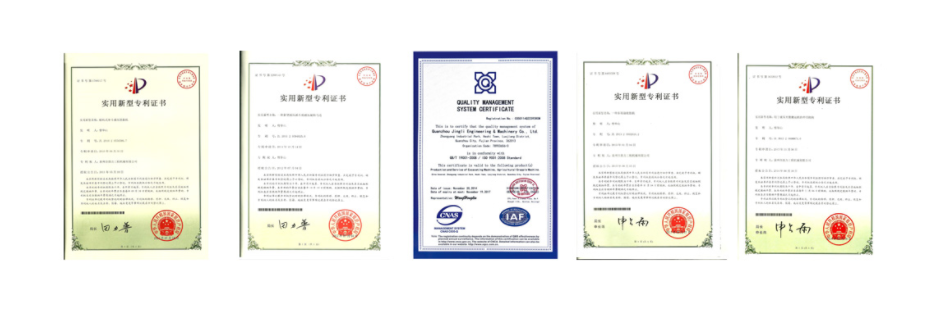 Certificados de fabricante de máquinas Jing Gong